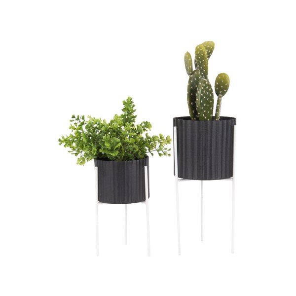 Sada 2 čiernych železných stojanov na kvetináč PT LIVING