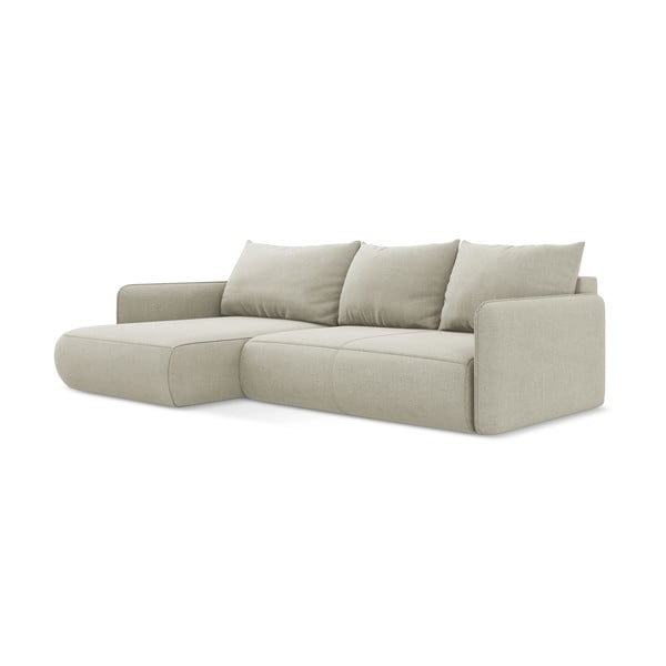 Krémovobiela rozkladacia/s úložným priestorom rohová pohovka (ľavý roh) Nanea – Makamii-image-3