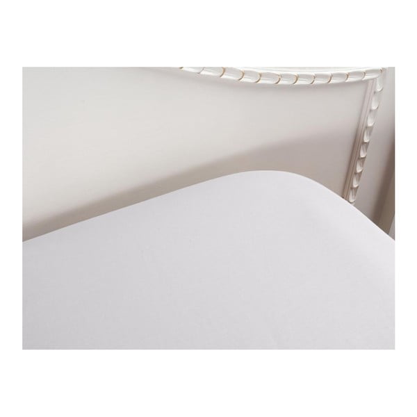 Biela elastická bavlnená plachta na dvojlôžko Madame Coco, 160 × 200 cm
