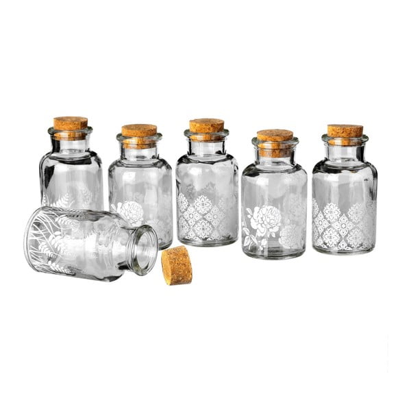 Sada 6 sklenených fľaštičiek Unimasa Corcho, 175 ml
