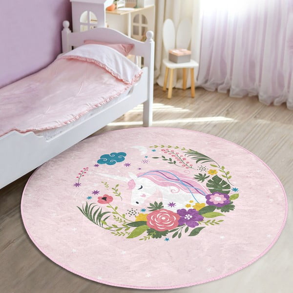 Ružový detský koberec ø 100 cm Comfort – Mila Home-image-3