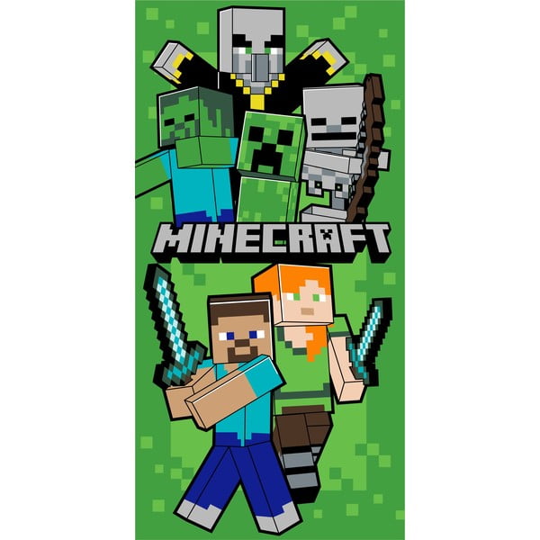 Zelená bavlnená detská osuška 70x140 cm Minecraft Let´s Survive – Jerry Fabrics
