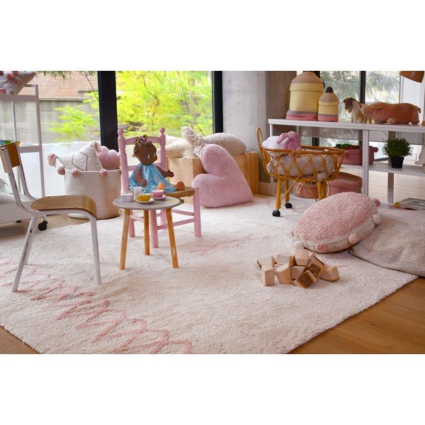 Ružovo-krémový prateľný ručne tkaný bavlnený koberec 170x240 cm Atlas Natural – Lorena Canals-image-1