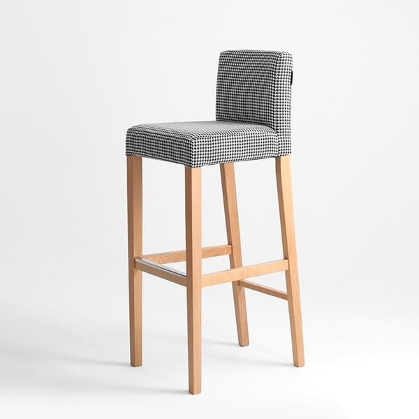 Čierno-biela barová stolička s bukovými nohami Wilton 87