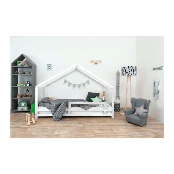 Biela detská posteľ z lakovaného smrekového dreva Benlemi Sidy, 90 × 200 cm-image-2