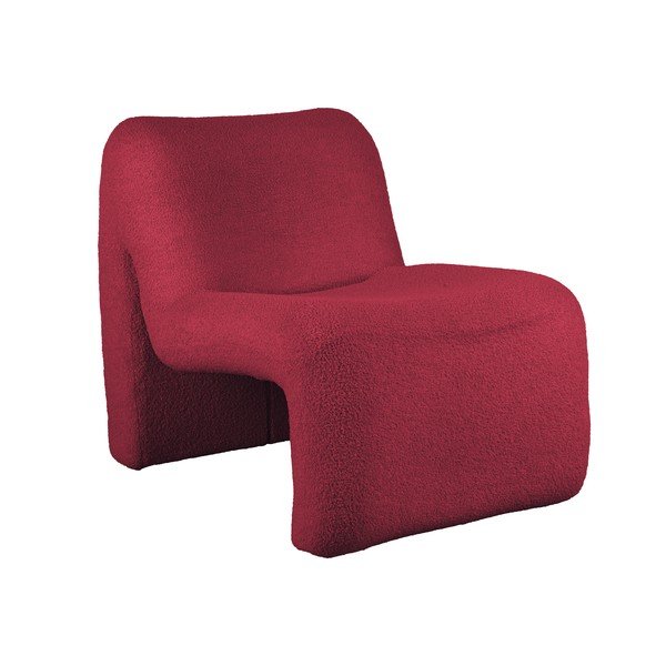 Červeno-vínové kreslo z textílie buklé Fuerza – Leitmotiv