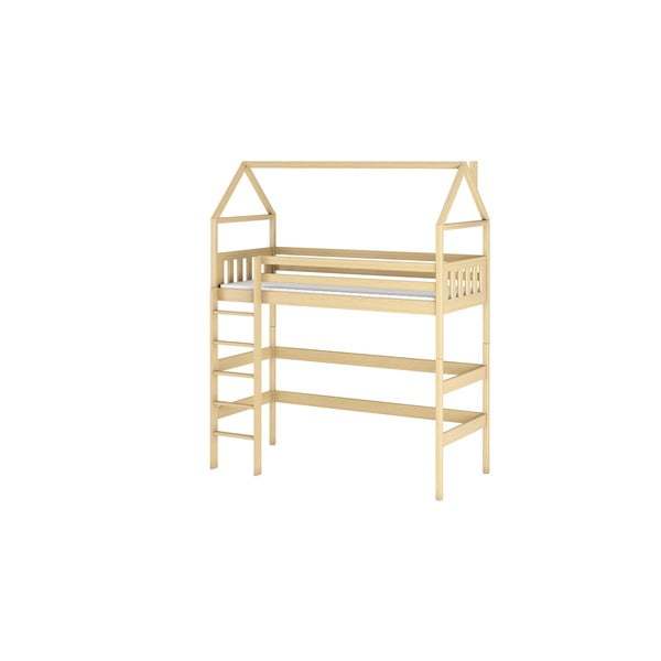 Domčeková vyvýšená detská posteľ z borovicového dreva 80x180 cm Gloria - Lano Meble