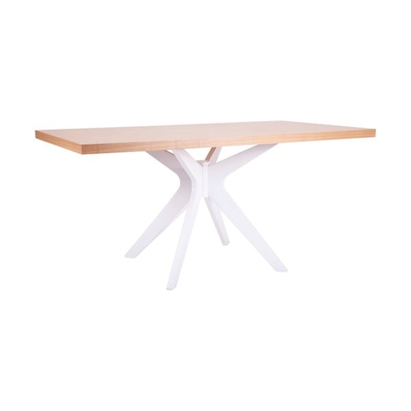 Svetlohnedý jedálenský stôl s bielym podnožím sømcasa Shela, dĺžka 180 m