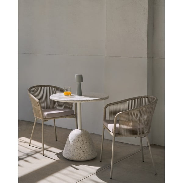 Biely terrazzo okrúhly jedálenský stôl ø 70 cm Saura – Kave Home-image-2