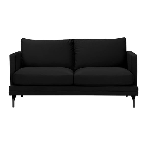 Čierna dvojmiestna pohovka s podnožou v čiernej farbe Windsor & Co Sofas Jupiter