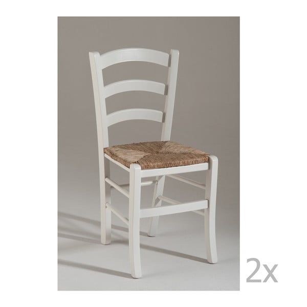 Sada 2 bielych drevených jedálenských stoličiek Castagnetti Sedia