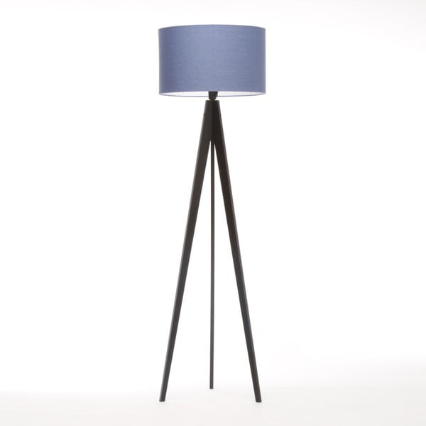 Modrá stojacia lampa 4room Artist, čierna lakovaná breza, 150 cm