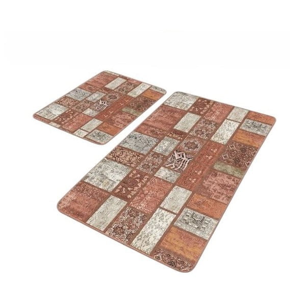 Hnedé zamatové kúpeľňové predložky v súprave 2 ks 60x100 cm – Mila Home