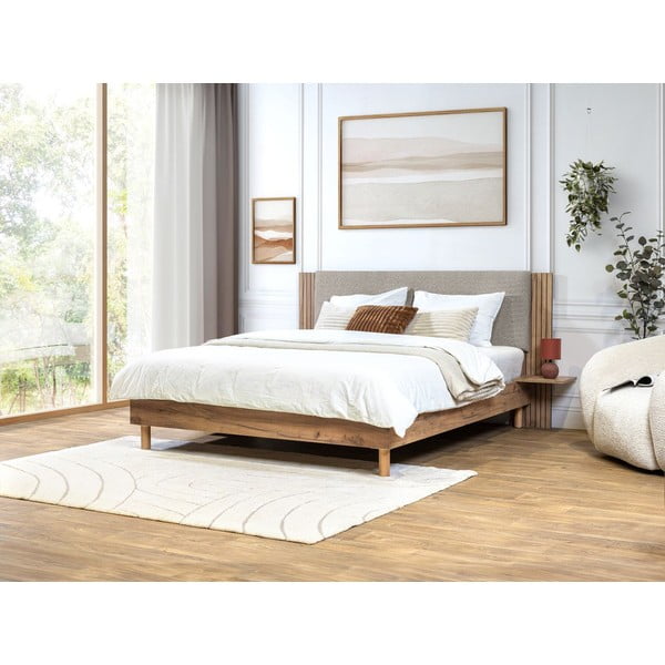 Svetlosivá dvojlôžková posteľ s roštom 140x190 cm Lior – Bobochic Paris-image-1