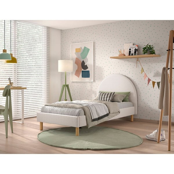 Biela čalúnená jednolôžková posteľ s roštom 90x200 cm MOON – Vipack-image-1