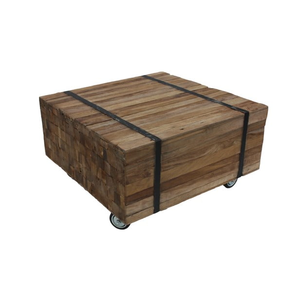 Pojazdný konferenčný stolík z teakového dreva HSM Collection Singa, 100 x 100 cm