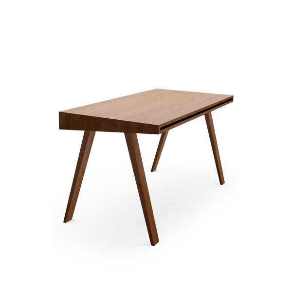 Hnedý písací stôl s nohami z jaseňového dreva EMKO 4.9, 140 x 70 cm-image-3