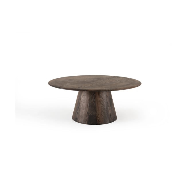 Hnedý okrúhly konferenčný stolík z dubového dreva ø 80 cm Mushroom – Gazzda-image-3