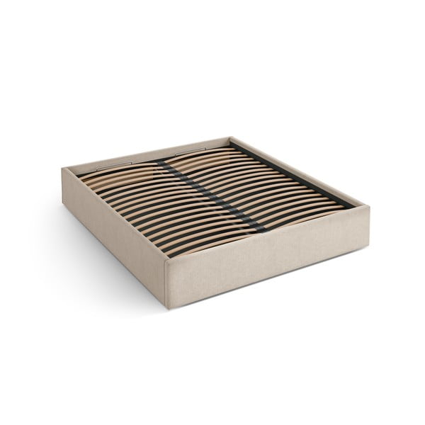 Svetlohnedá čalúnená dvojlôžková posteľ s úložným priestorom/bez čela s roštom 140x200 cm Susan – Micadoni 