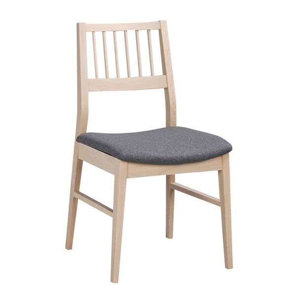 Matne lakovaná dubová stolička so sivým sedákom Folke Hod