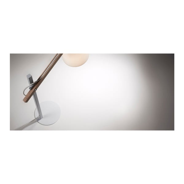 Biela stolová lampa z masívu akácie s textilným tienidlom (výška 65 cm) Kosta – Kave Home-image-3