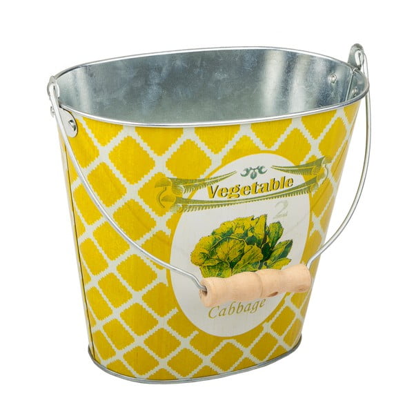 Žlté kovové vedierko Vegetables, výška 15,5 cm