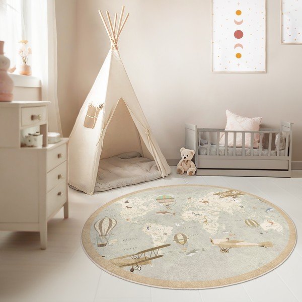 Prateľný detský hrací koberec ø150 cm Vintage World – Mila Home-image-4