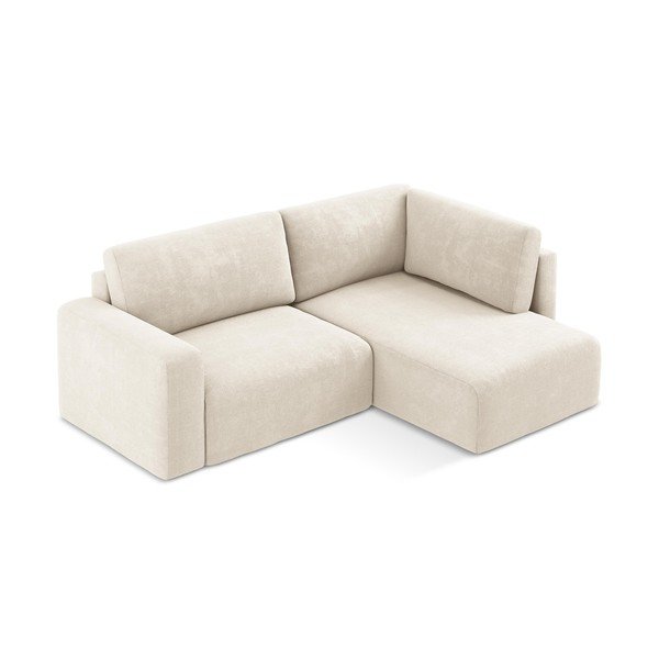 Krémová ženilková rozkladacia/s úložným priestorom rohová pohovka (pravý roh/do L) Kona – Makamii-image-3