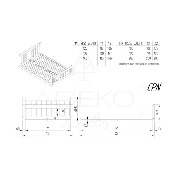 Detská posteľ z borovicového dreva v prírodnej farbe 120x200 cm CPN – Adeko-image-4