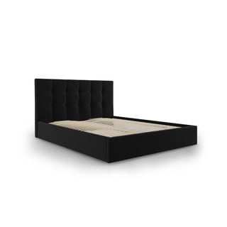 Čierna zamatová dvojlôžková posteľ Mazzini Beds Nerin, 180 x 200 cm