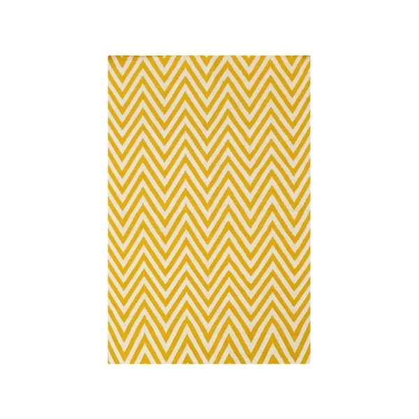 Vlnený koberec Zig Zag Yellow, 240x155 cm