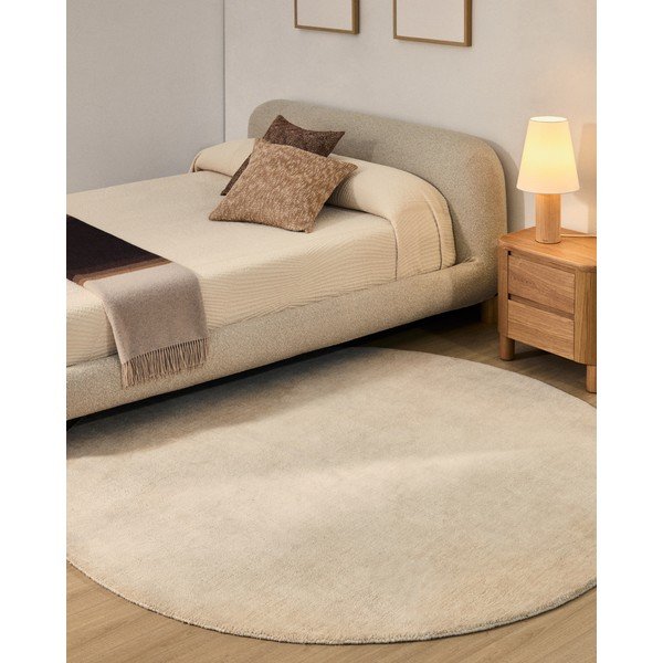 Krémový okrúhly koberec ø 200 cm Empuries – Kave Home-image-1