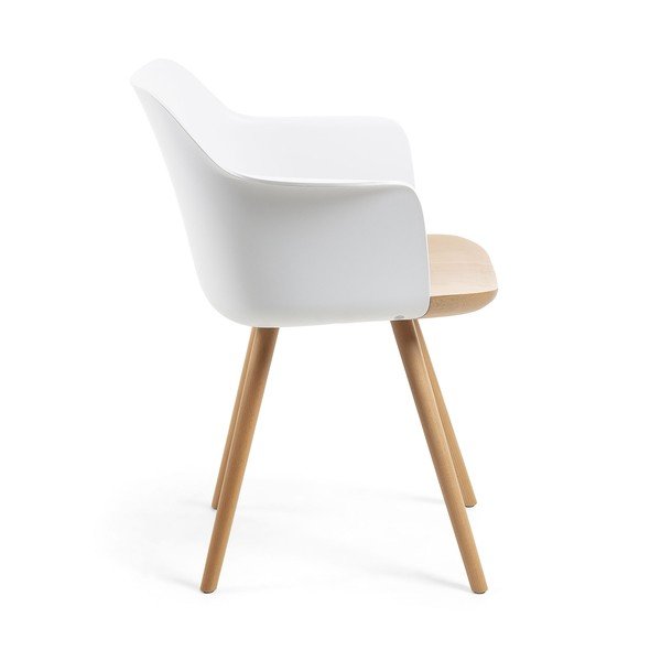 Biele kreslo s nohami z bukového dreva Kave Home Klam-image-2