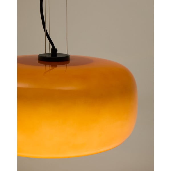 Oranžové LED závesné svietidlo so skleneným tienidlom ø 38 cm Reig – Kave Home-image-1