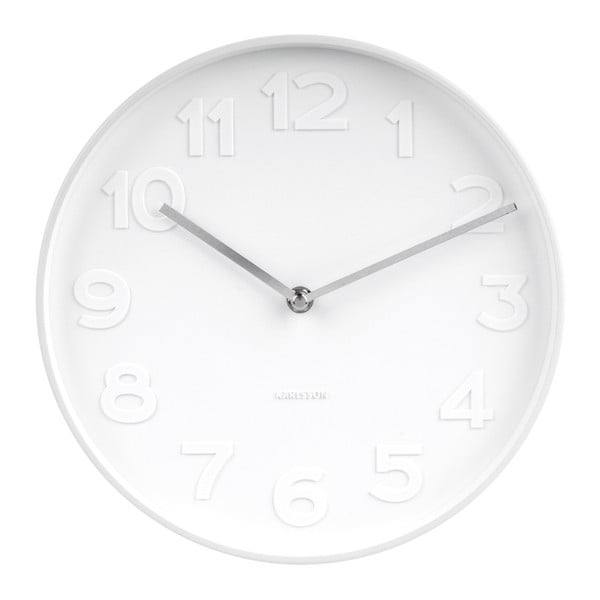Biele nástenné hodiny Karlsson Mr. White, ⌀ 38 cm