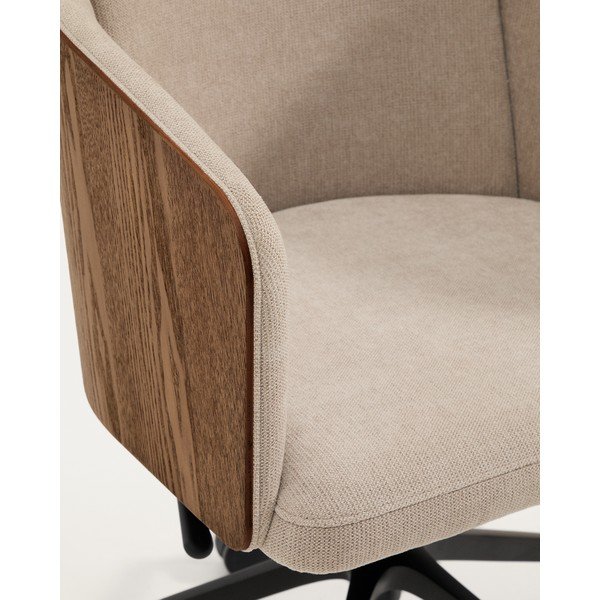 Hnedá čalúnená kancelárska stolička Madai – Kave Home-image-1