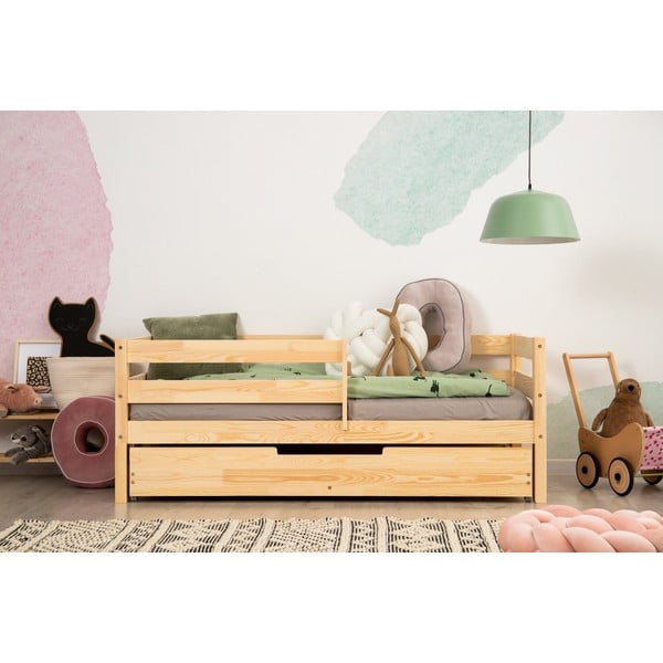 Detská posteľ z borovicového dreva s úložným priestorom v prírodnej farbe 80x180 cm Mila CPD – Adeko