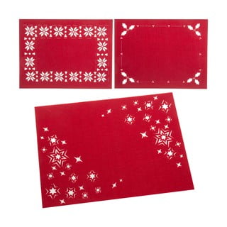 Súprava 3 červených vianočných prestieraní Casa Selección, 30 x 40 cm
