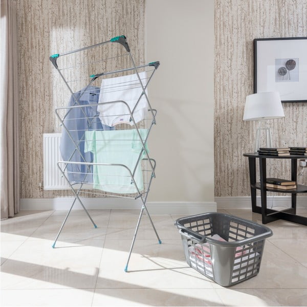 Trojposchodový sušiak na bielizeň v striebornej farbe - Addis-image-4