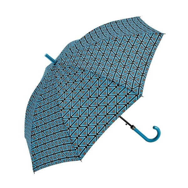 Modro-zelený tyčový dáždnik Ambiance Patchwork