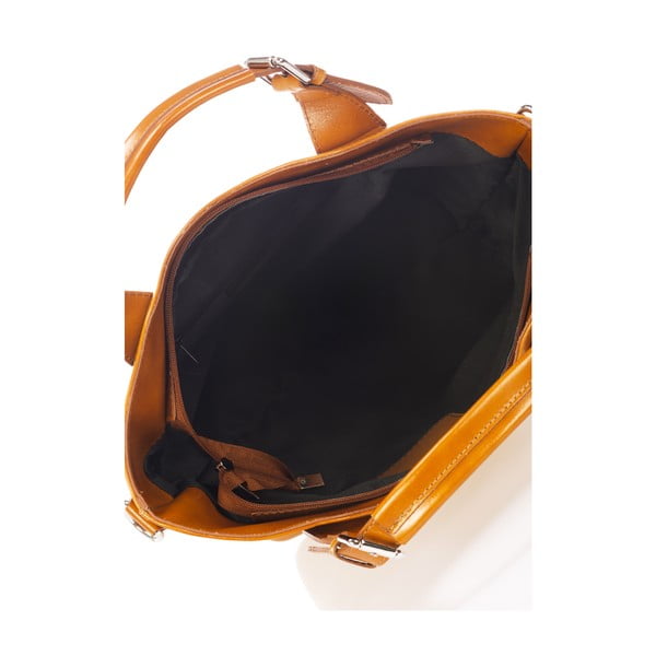 Koňakovohnedá kožená kabelka Massimo Castelli Valeria-image-3