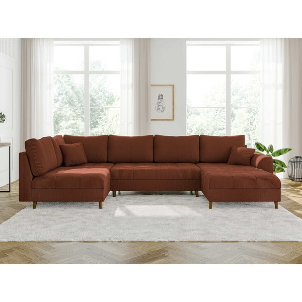 Menčestrová rohová pohovka v tehlovej farbe (pravý roh) Ariella – Ropez-image-1