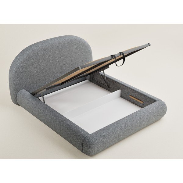 Sivá čalúnená dvojlôžková posteľ s úložným priestorom s roštom 140x200 cm Maumere – Maison de Rêve-image-3