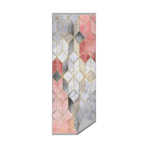 Sivo-ružový prateľný koberec behúň 80x200 cm – Mila Home