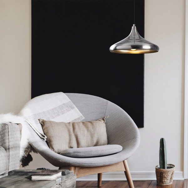 Závesné svietidlo v striebornej farbe s kovovým tienidlom ø 35 cm Nile – Opviq lights-image-1