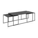 Matne čierne konferenčné stolíky v súprave 3 ks s doskou v dekore mramoru 60x120 cm Infinity – Actona