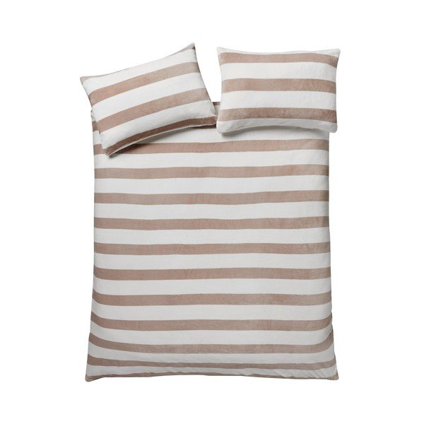 Obliečky na dvojlôžko s baránkom v prírodnej farbe 200x200 cm Cosy Sherpa Stripe – Catherine Lansfield