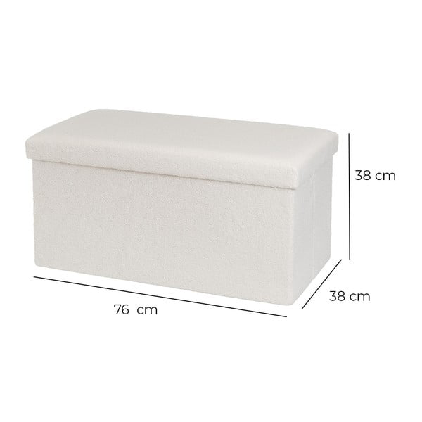 Biely taburet z textílie buklé Ecru – Casa Selección-image-3