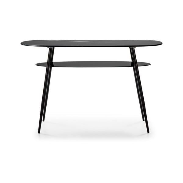 Čierny konzolový stolík so sklenenou doskou v mramorovom dekore Marckeric Alina-image-2