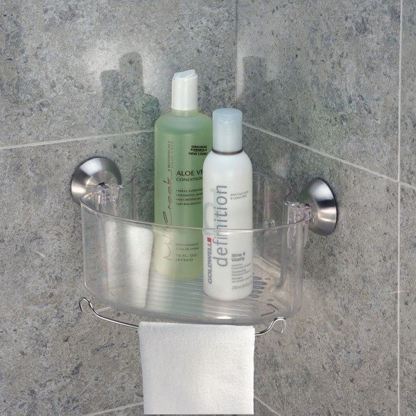 Transparentný rohový samodržiaci košík iDesing Soap Shower-image-1